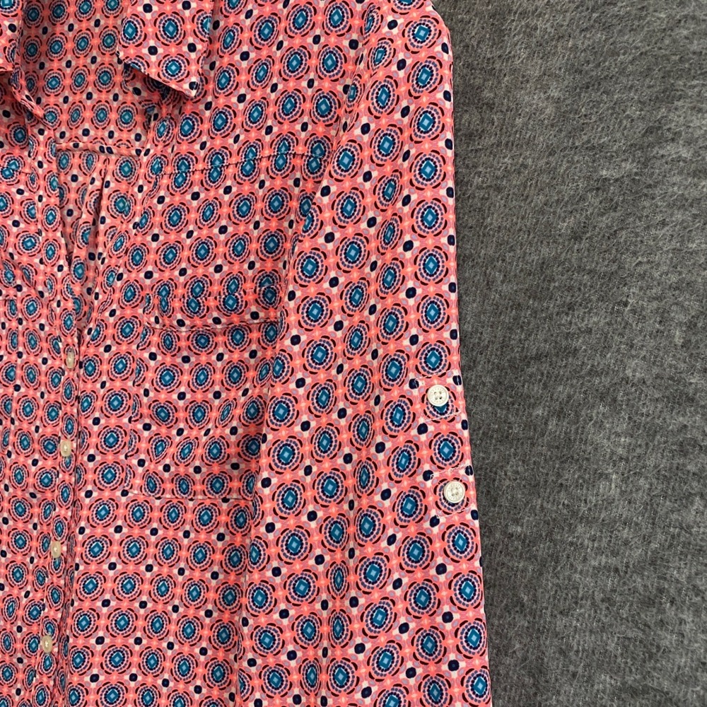 Express The Portofino Shirt Womens S Pink Blue Slim Fit Roll Tab Pockets Office - Picture 4 of 10
